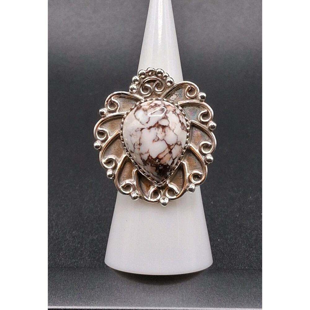 Wild Horse Ring, Adjustable, Southwestern Style, Silver, Statement Piece